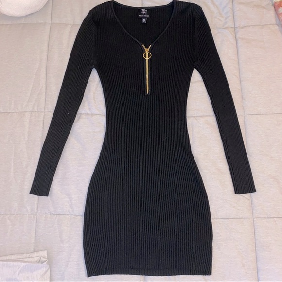 Black long sleeve body con dress - Picture 1 of 4